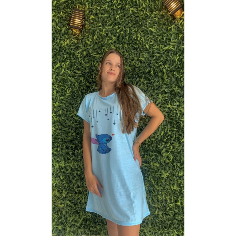 Pijama Camisola Feminino Adulto Da Moda Stitch