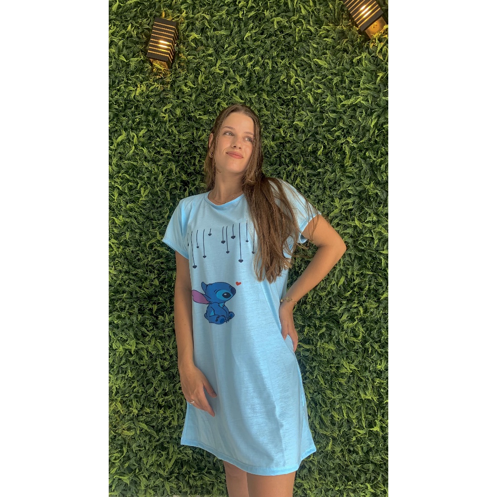 Pijama Camisola Feminino Adulto Da Moda Stitch