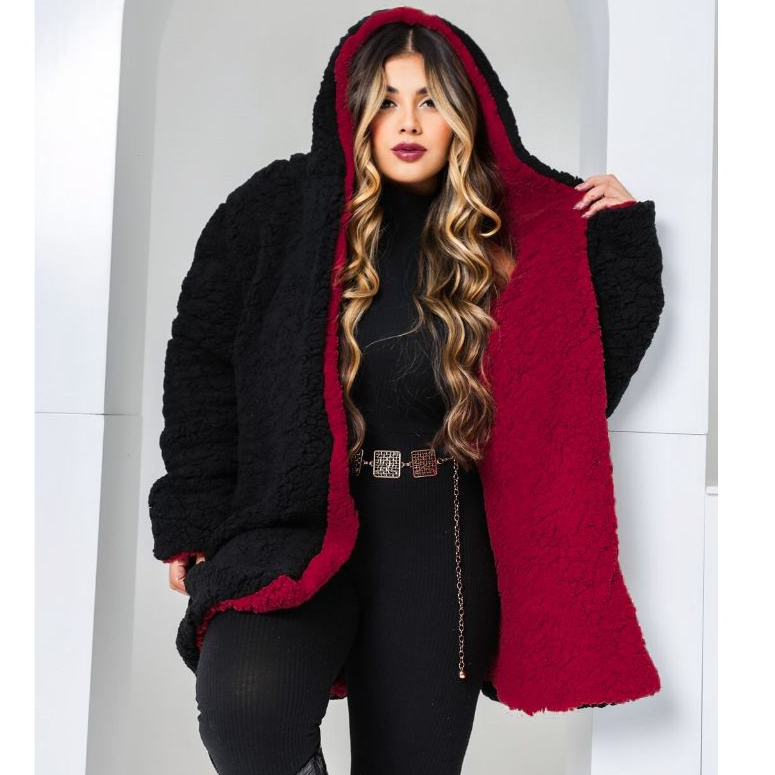 Casaco Teddy Plus Size Dupla Face Feminino