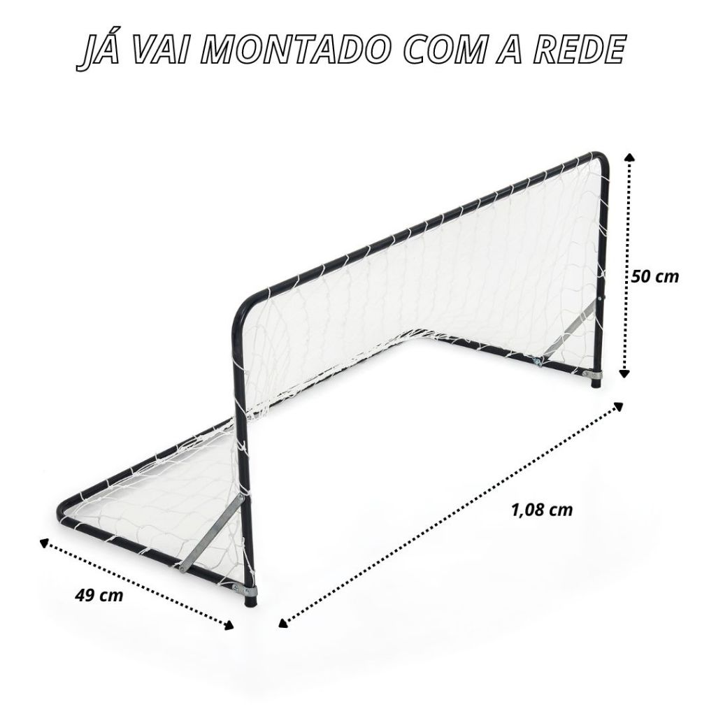 1Trave Gol de Futebol de Ferro 1,08 x 50 cm com redes SAGTOYS