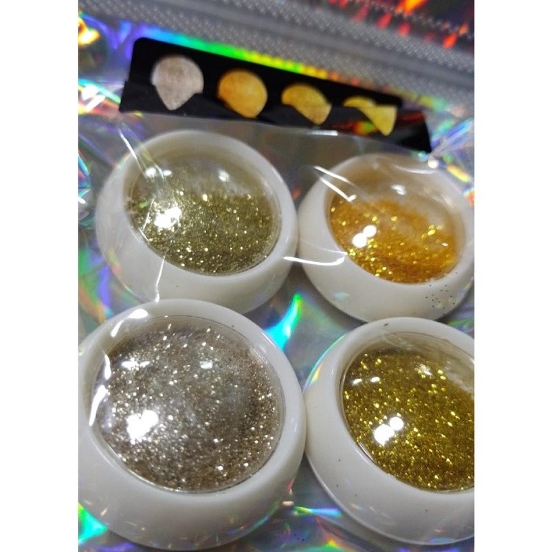 Kit Com 4 Pó Glitter Fino Tipo Pigmento Para Decoração De Unhas