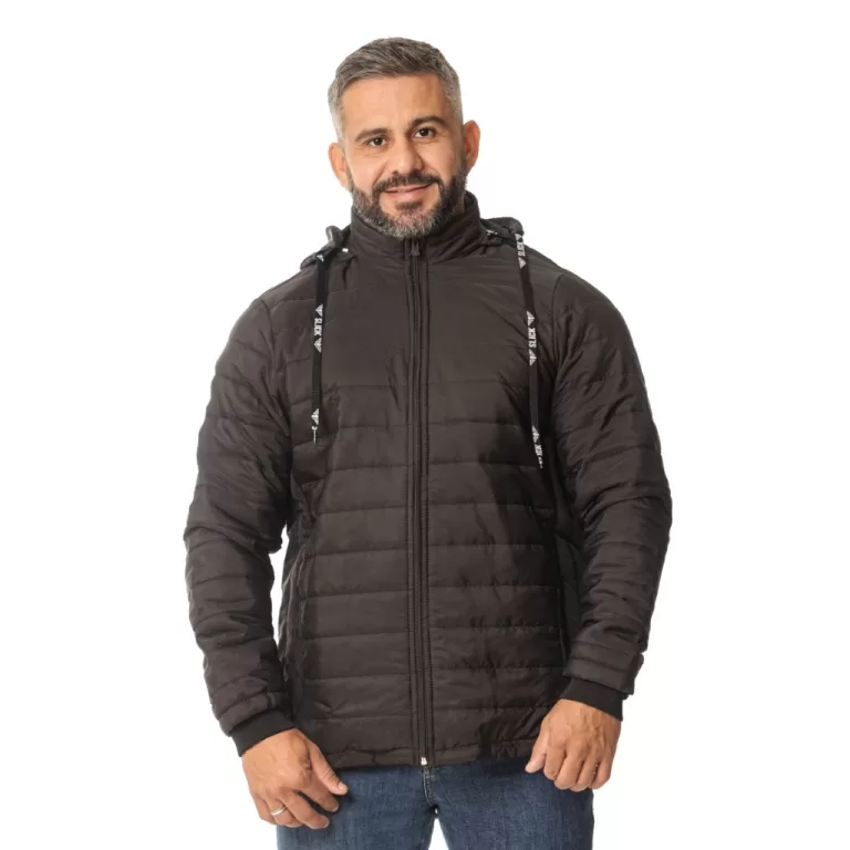 Jaqueta Masculina Forrada Capuz Removível Puffer 