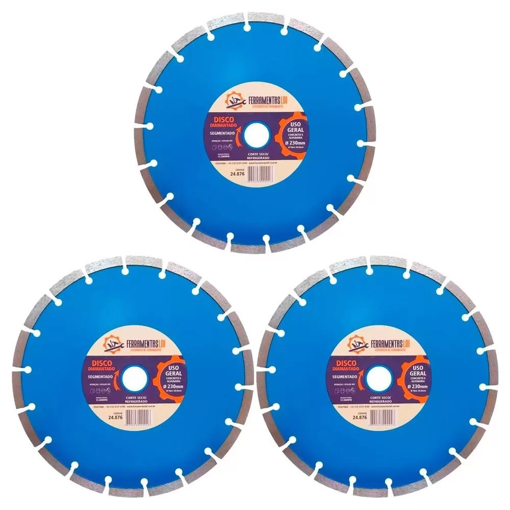 4 Discos De Corte Diamantado Segmentado 230mm 9 Industrial Ferramentas LDI