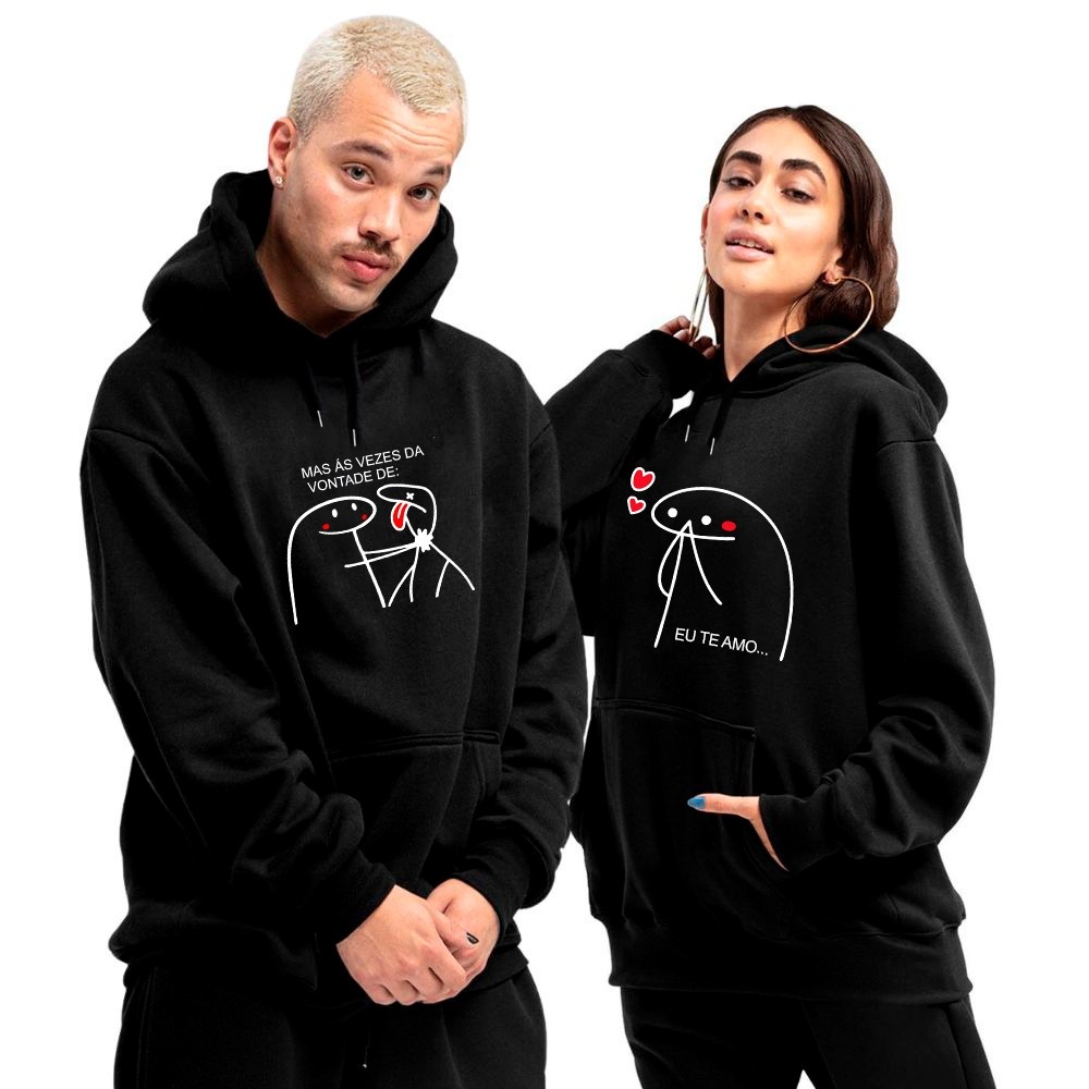 Kit Blusa Moletom Casal Preto Moletom Canguru Com Capuz Para Namorados Blusa de Alta Qualidade