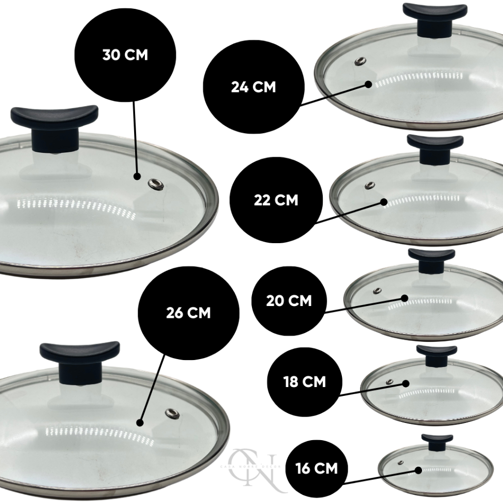 Tampa De Vidro Temperado Avulso para Panelas e Frigideiras 16 a 30 Cm