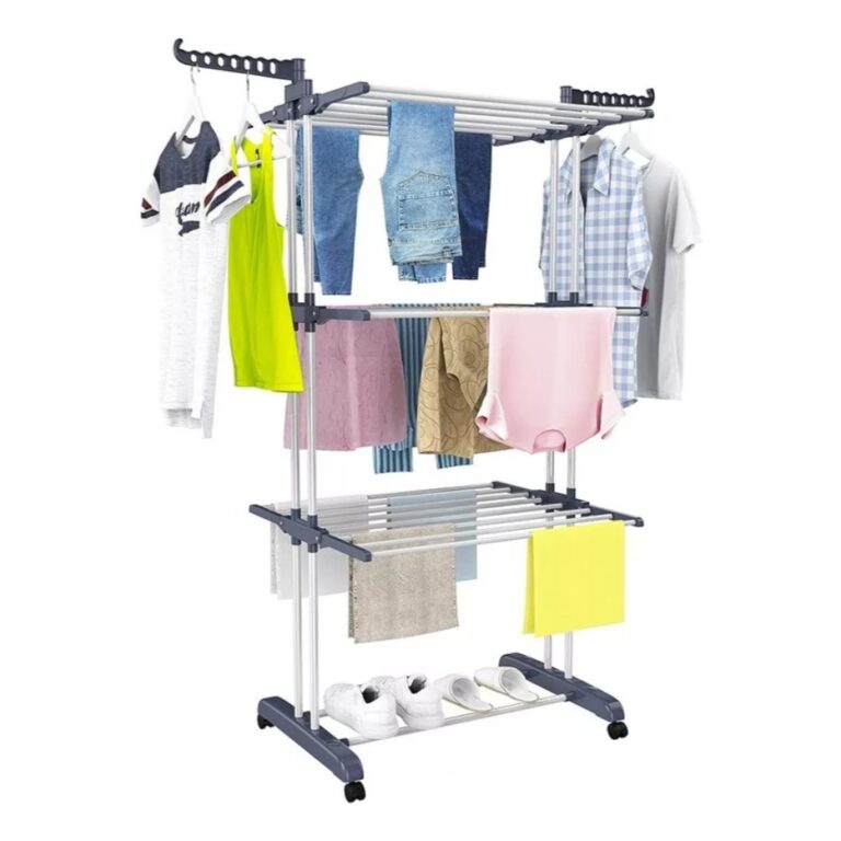 Varal Chão 3 Andares Roupa 4 Rodas Dobrável Refo