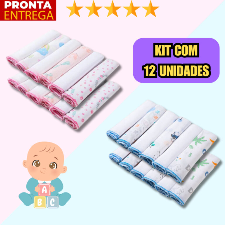 12 Unidades Pano de Boca Bebe Fralda de Boca Babet