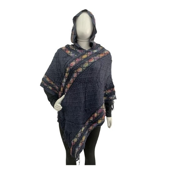 Xale Poncho Inverno Frio Com Capuz Feminino