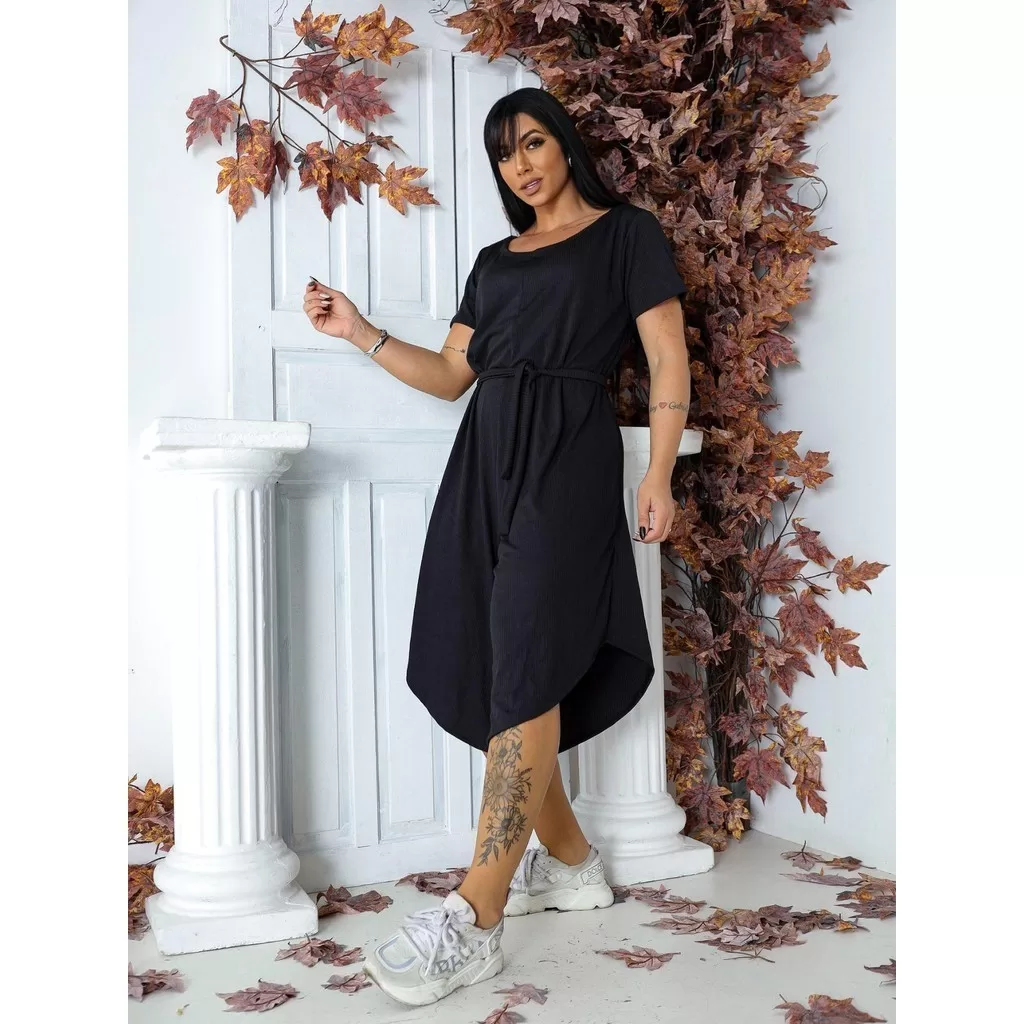 Macacão Feminino Pantacourt Com Cinto Tendência Premium