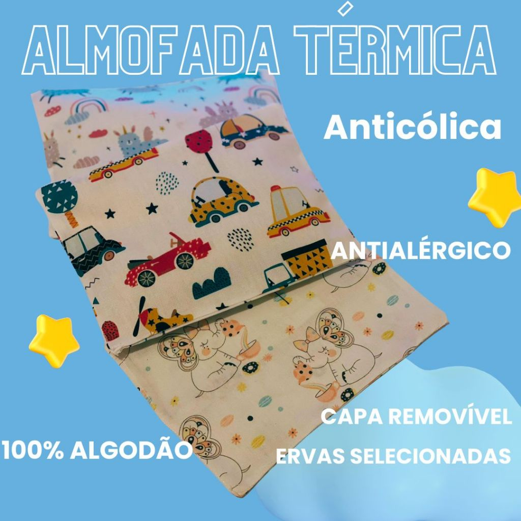 Almofada ANTICÓLICA – Bolsa Térmica de Ervas Sementes para bebê – Antialérgico – Reutilizável