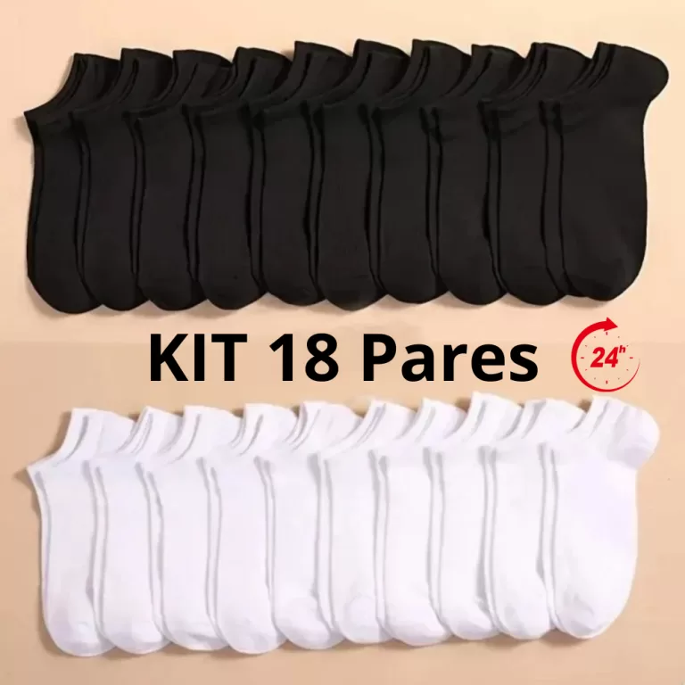 Kit 18 Pares de Meias Soquete Cano Curto Masculina