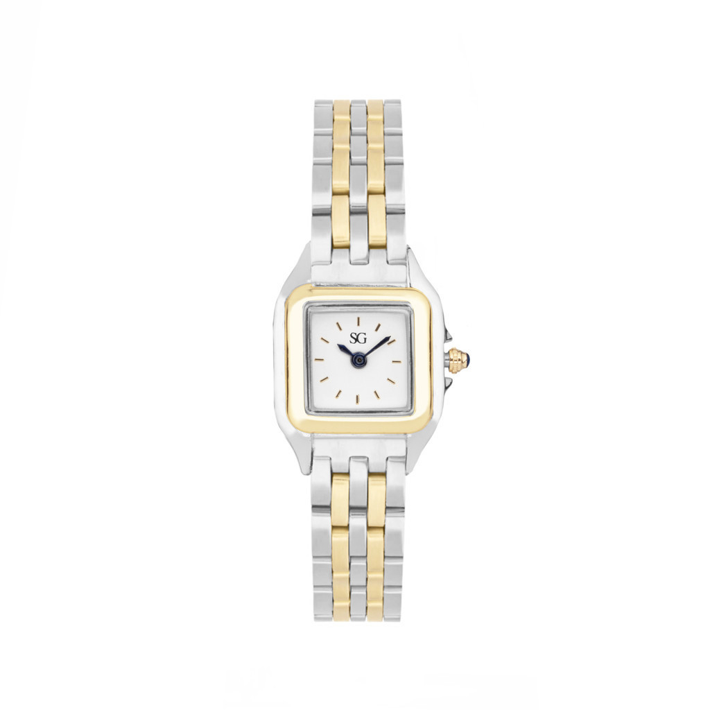 Relógio Feminino Prata e Dourado Saint Germain Boxy Bicolor Gold