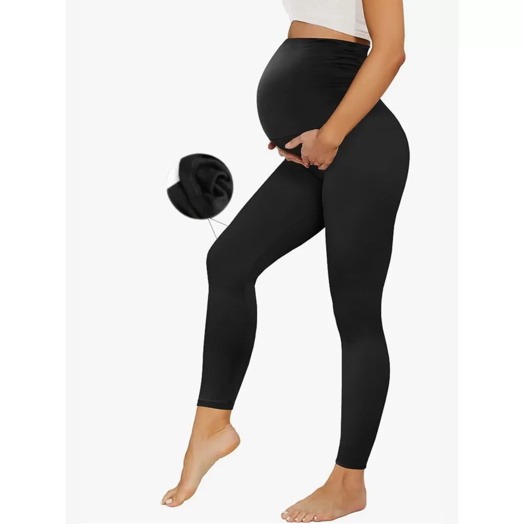 Legging gestante flanelada peluciada forrada quentinha calça grávida roupa maternidade alto conforto