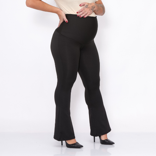 Maternidade Legging Flare Gestante Cós Alto Calç
