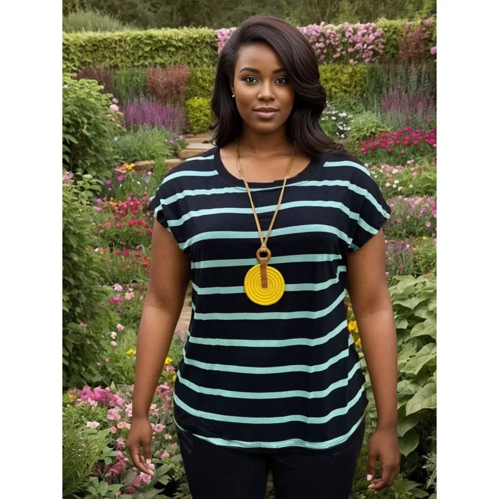 Blusinha Viscolycra LISTRADA Premium plus size – G1 ao G5 – CORES SORTIDAS super leve – verão