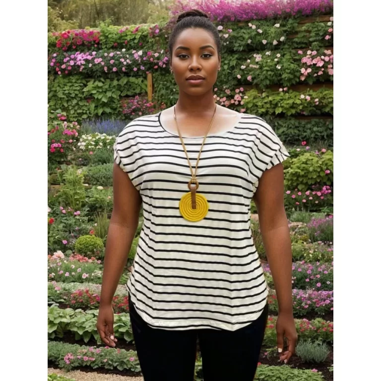 Blusinha Viscolycra LISTRADA Premium plus size 