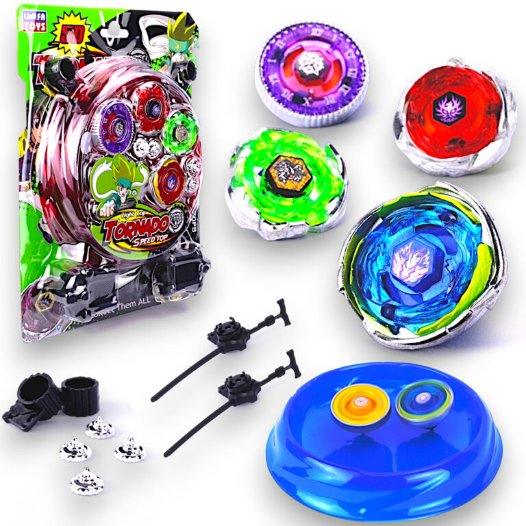Kit 4 Beyblade Metal Com Led 5D + 2 Lançadores + 