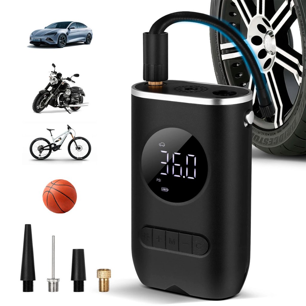 Bomba De Ar Elétrica Portátil Sem Fio Mini Compressor P/ Pneu Carro Motocicleta Moto Bicicleta Bike