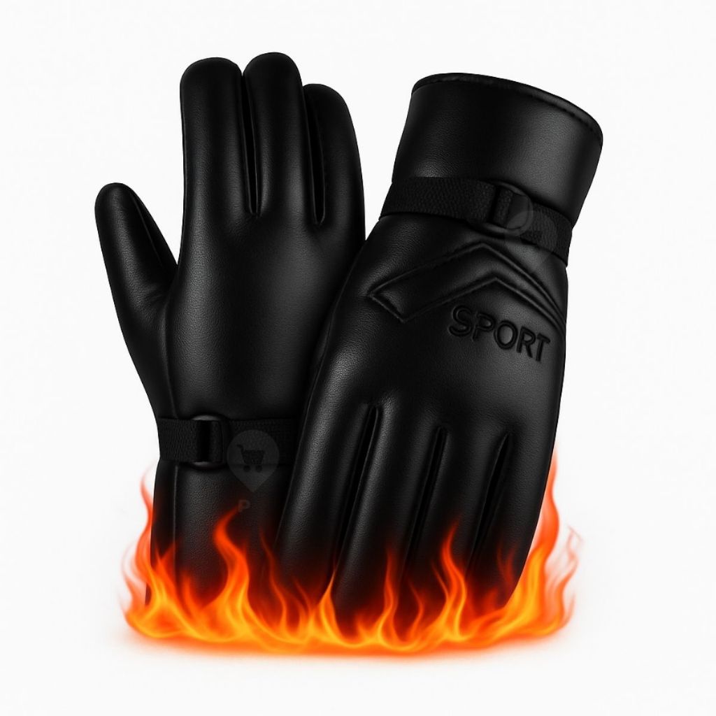 Luva Motoqueiro Moto Couro PU Térmica Forrada Impermeável Antiderrapante Unissex Inverno