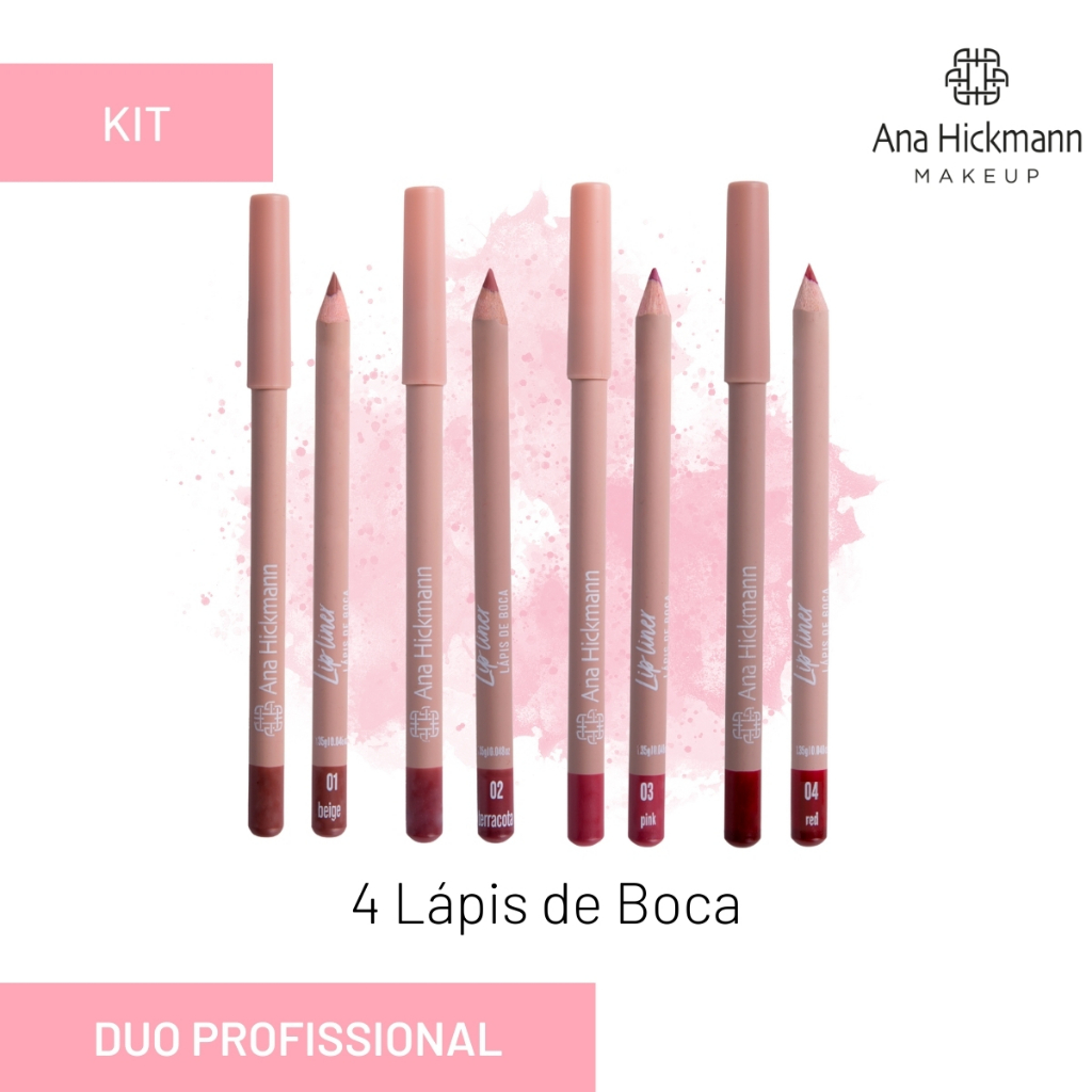 Kit 4 Lápis de Boca Veganos Com Oleos Naturais 4 Cores Ana Hickmann
