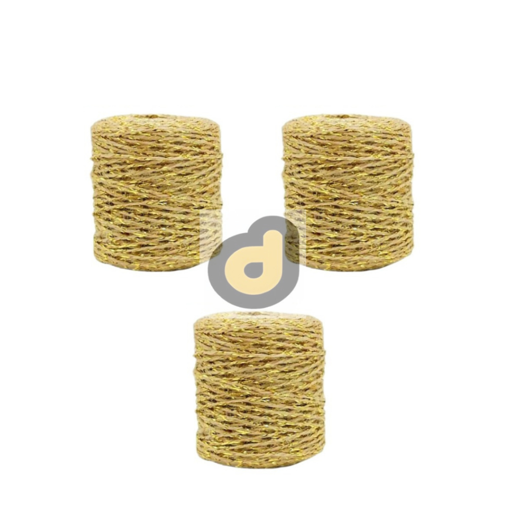 Até 3 Rolos Juta com Lurex Ouro 70 Metros