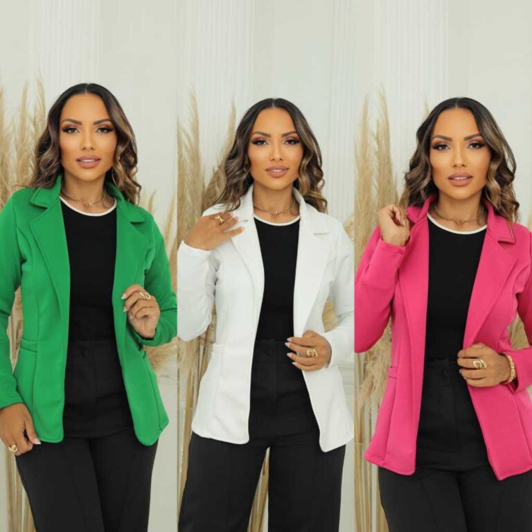 Blazer Feminino Alfaiataria Neoprene Casaco Femini