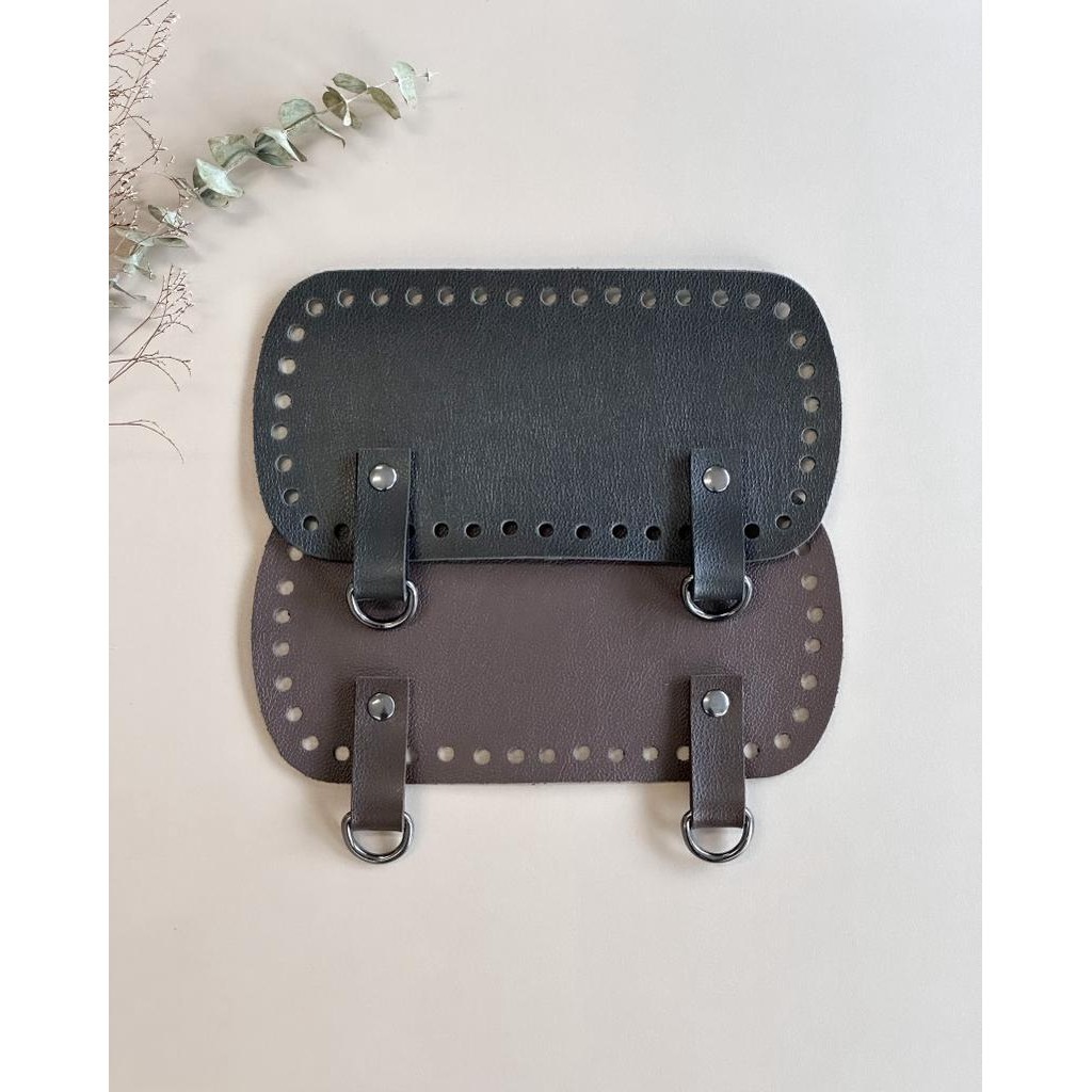 Fundo de Bolsa Base M Para Mochila em Couro Sintético com Metais Ônix