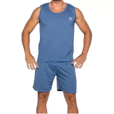 Pijamas Masculino Verão Adulto Regata em Malha de