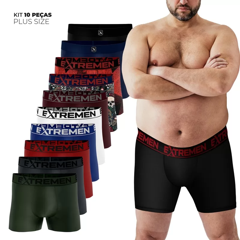 Kit 5 Cueca Box Boxer XGG Plus Size Microfibra