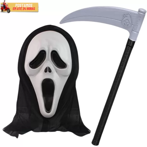 Máscara Do Pânico + Foice Kit Fantasia Halloween