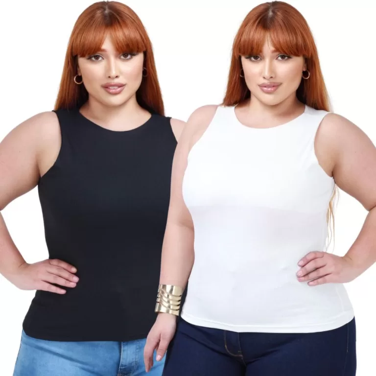 KIT 2 Regata Feminina Plus Size Blusinhas Fresquin