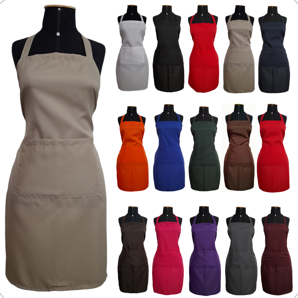 Avental em tecido Oxford com um bolso – para cozinha, bar, buffet, lanchonete, garçom – cores