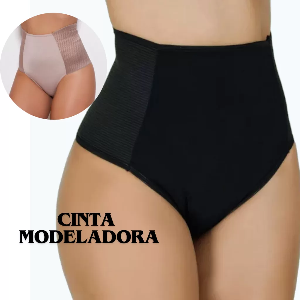 Kit Cinta Pós Parto Calcinha Modeladora Alta Compressão Lateral  e Abdominal Não Enrola