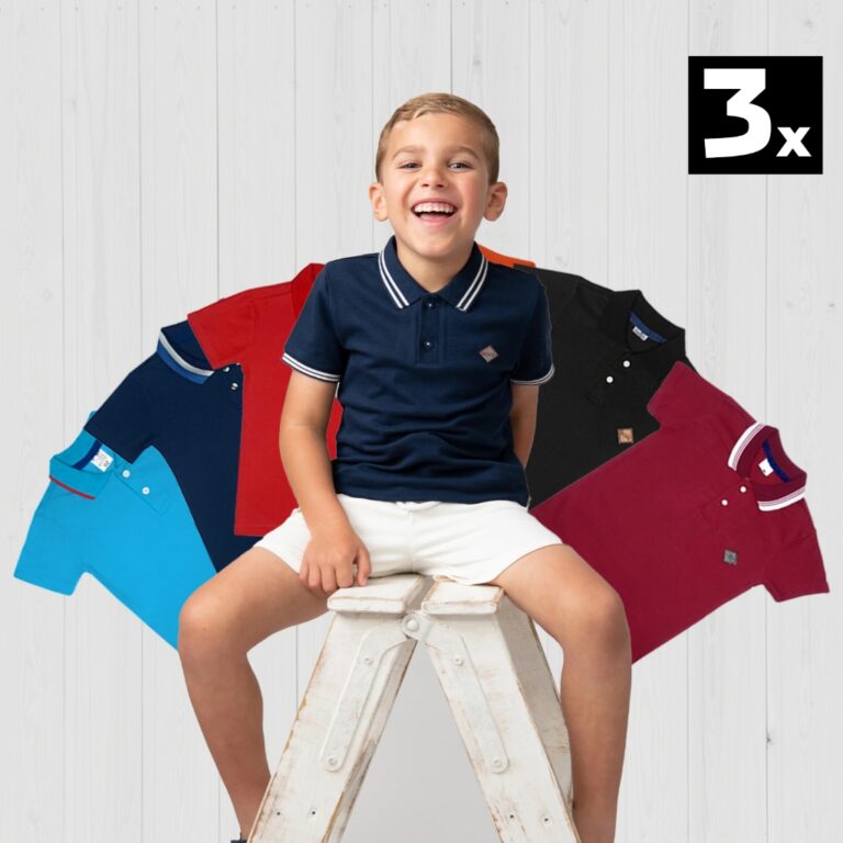 Kit 3 Camisa Gola Polo Infantil Casual Confortáve