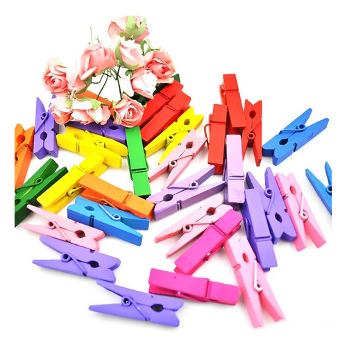 Mini Pregador Prendedor Colorido Kit com 50 peças
