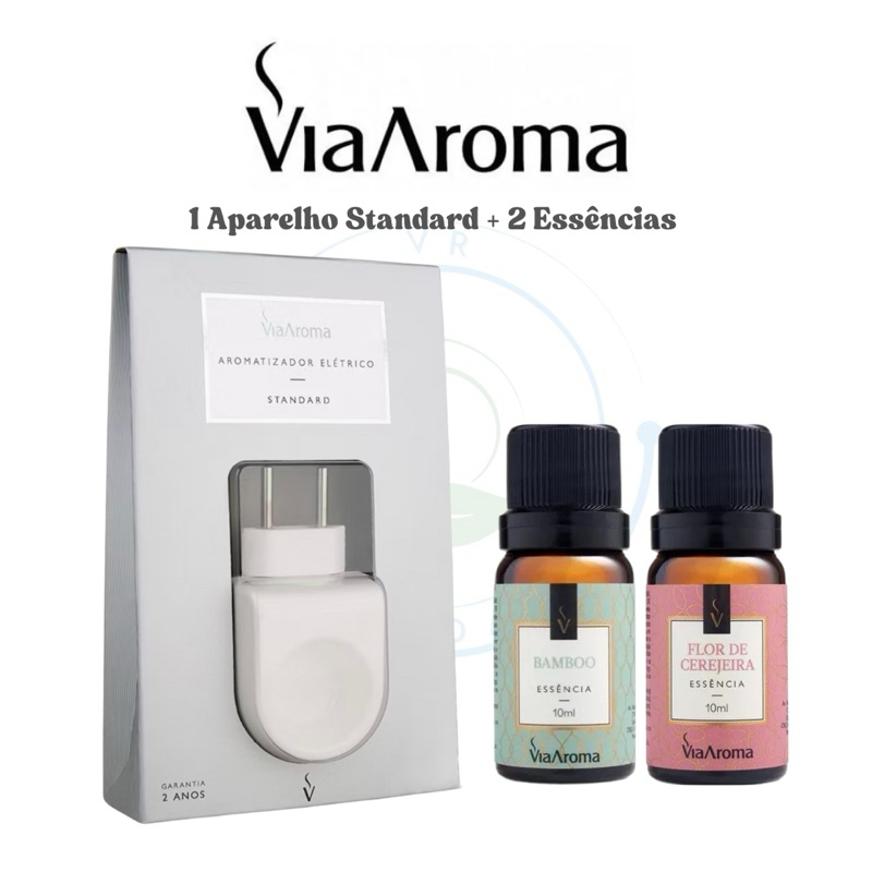 Difusor Elétrico de Ambiente Standard Via Aroma Branco + 2 Essências