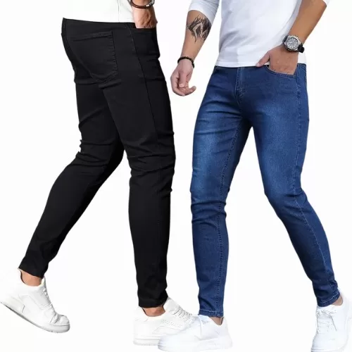 kit 2 calças jeans masculina basica com elastano 