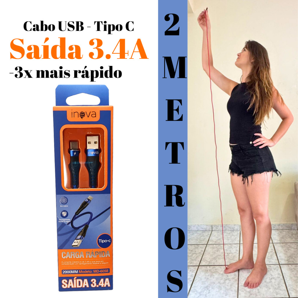 Cabo Tipo C Rápido 2 Metros USB TIPO C Transferência de Dados cabotipo c