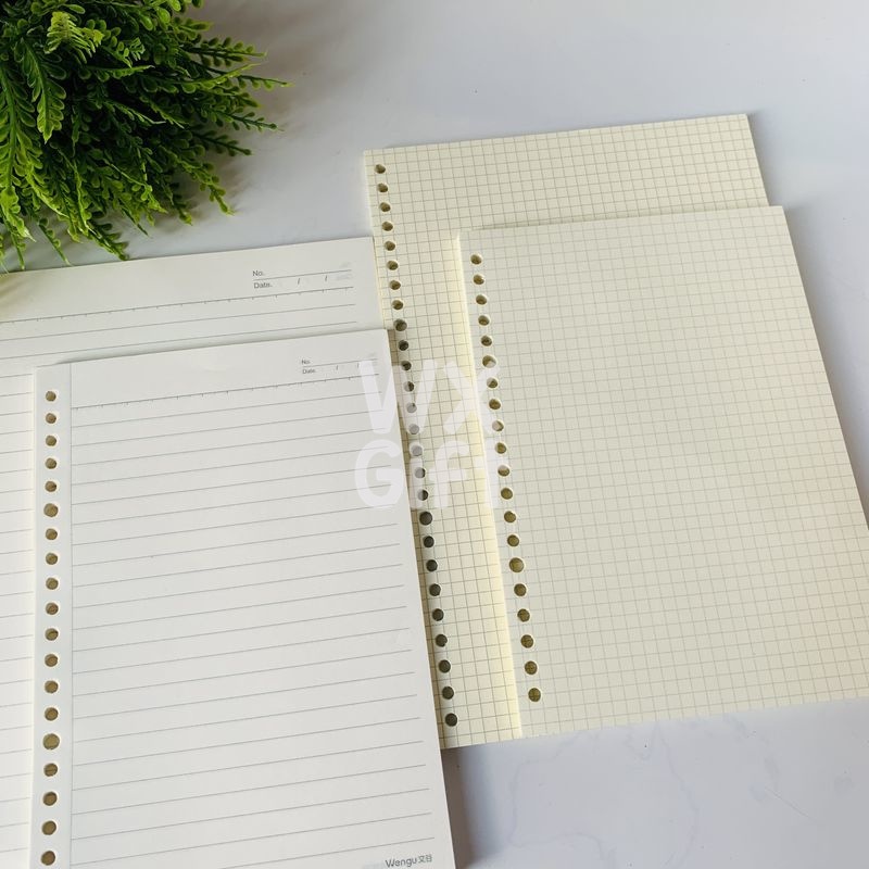 Refil de Folha de Caderno Reutilizável Pautado ou Quadriculado ou Divisória – Uniso / WX Gift
