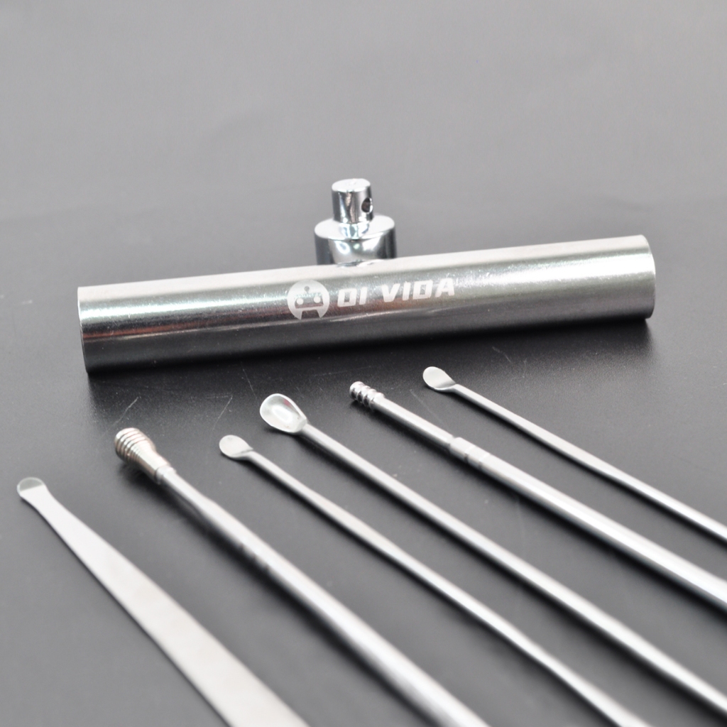 Kit Limpeza de Ouvido  6 Peças em Aço Inoxidável, Estojo Organizador e Chaveiro