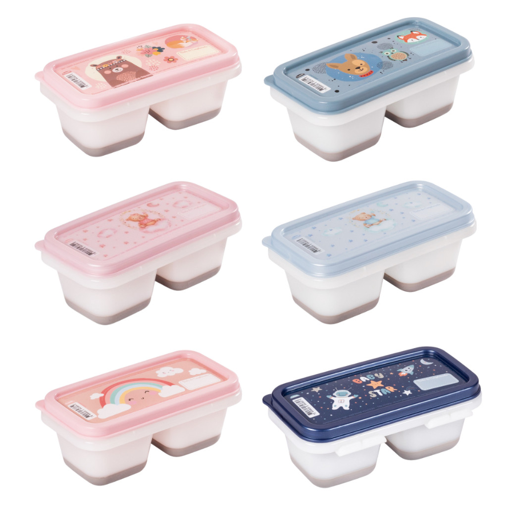 Kit 2 Porta Papinha Duplo Congelador C/ Tampa Silicone Bebê Cozinha Geladeira Praticidade Uso Diário
