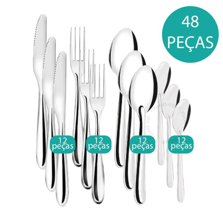 Jogo de Talheres 48 peças Aço Inox 12 Facas 12 G
