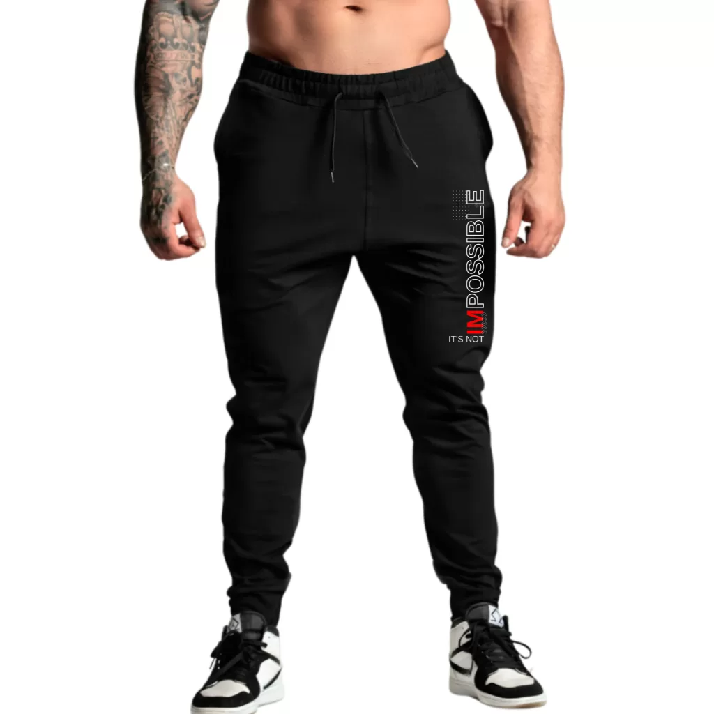 Calça Academia Masculina Treino Gym Moletom Suplementos Slim Confortável Impossible is not