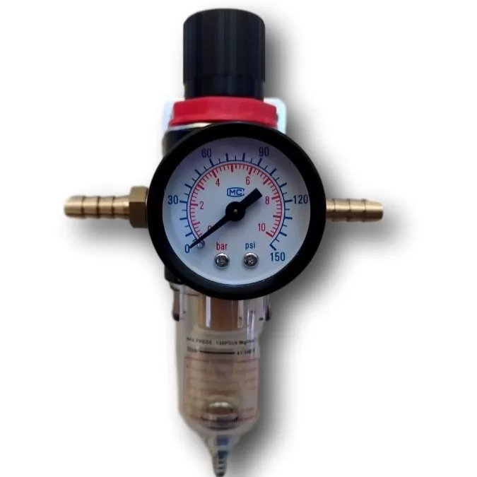 Filtro Regulador Ar Compressor 1/4 10 Bar Com 2 Es