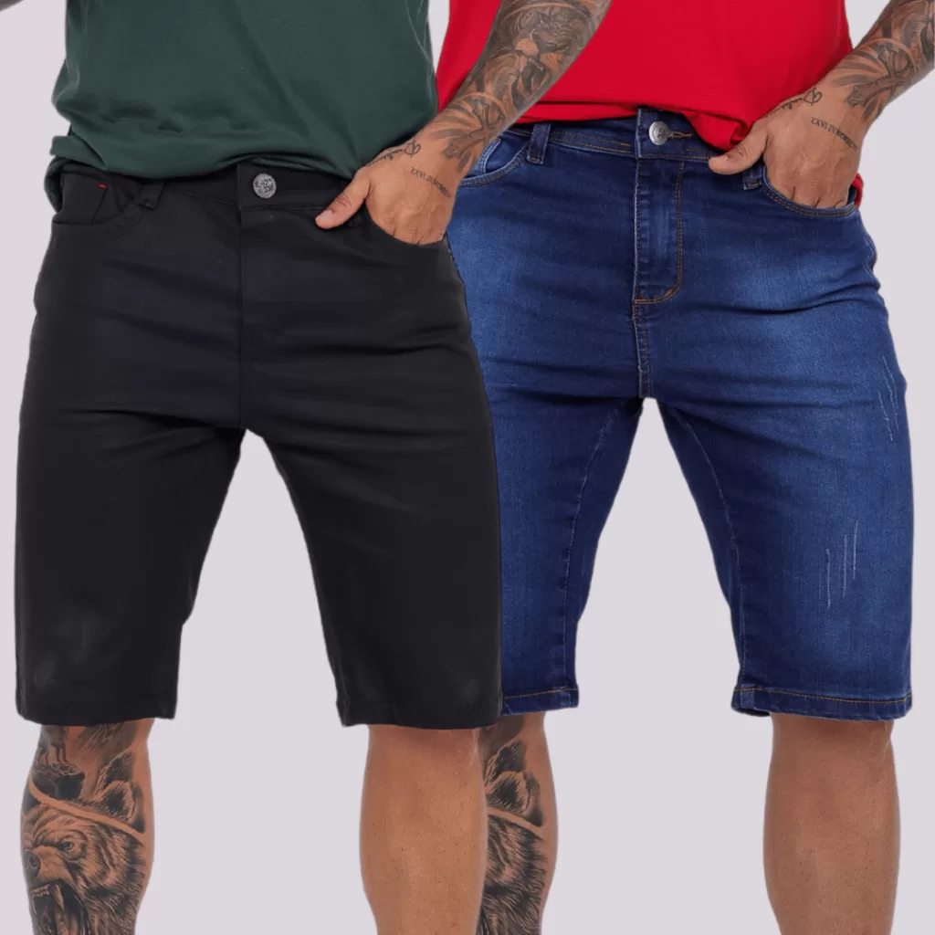 Bermuda Jeans Masculina Resinada Tradicional Desfiada Short Lycra Premium