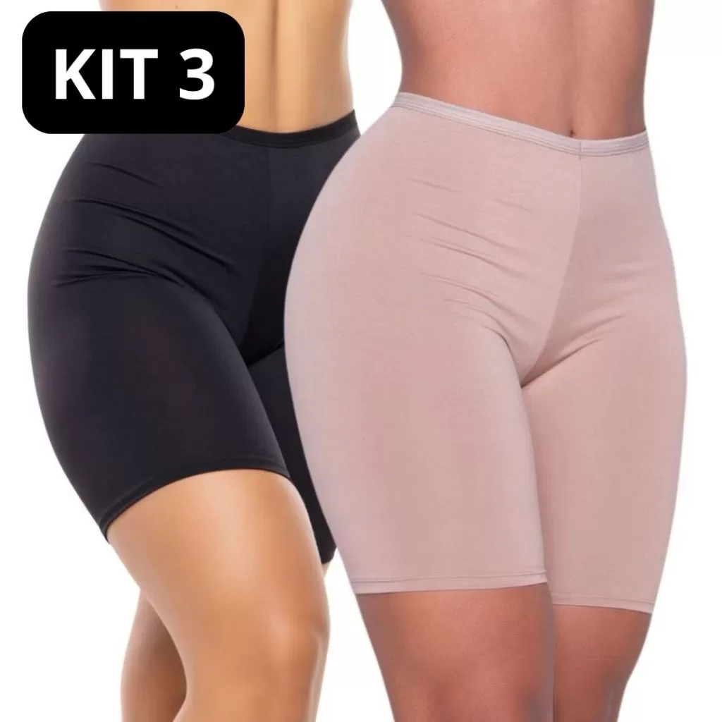 KIT 3 Short Segunda Pele Calção Feminino Anágua Revenda Lingerie