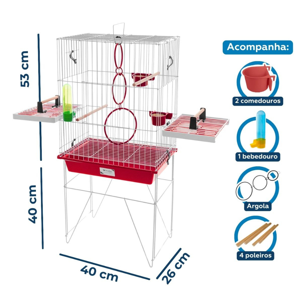 Gaiola Calopsita Mansa Mini Viveiro Para Pássaros Aves Completa C/ Acessórios