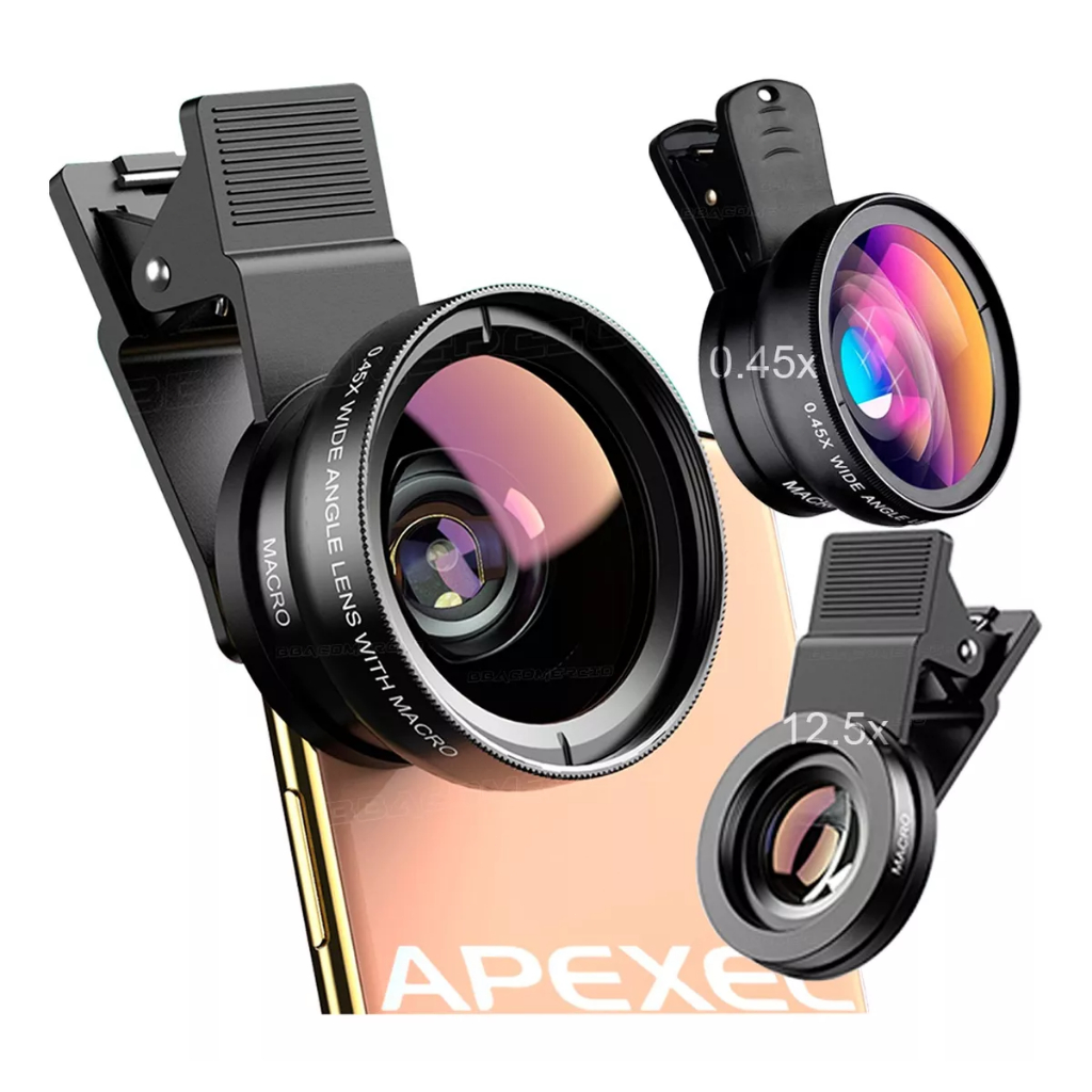 GS 2 Em 1 Kit Clip De Lente Do Telefone Móvel Externo HD Lente Celular Macro 12.5x E Super Ângulo Am