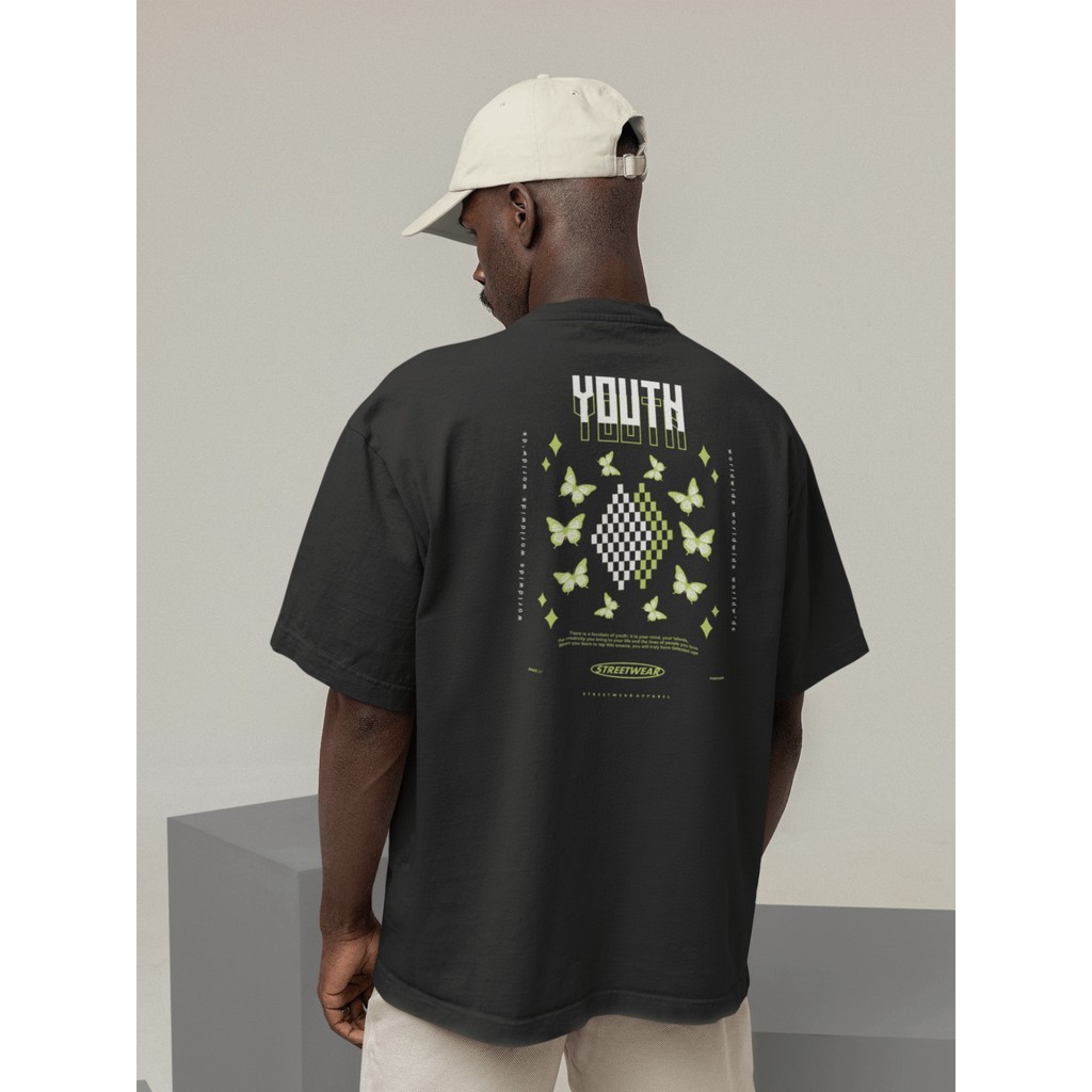 Camisa Camiseta Oversize Streetwear Masculino e Feminino para Treino e Dia a Dia Preto e Off Whte Es