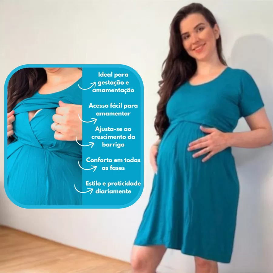 Vestido Drapeado Para Gravidas Para Amamentar Gestante Amamentação Elegante Maternidade